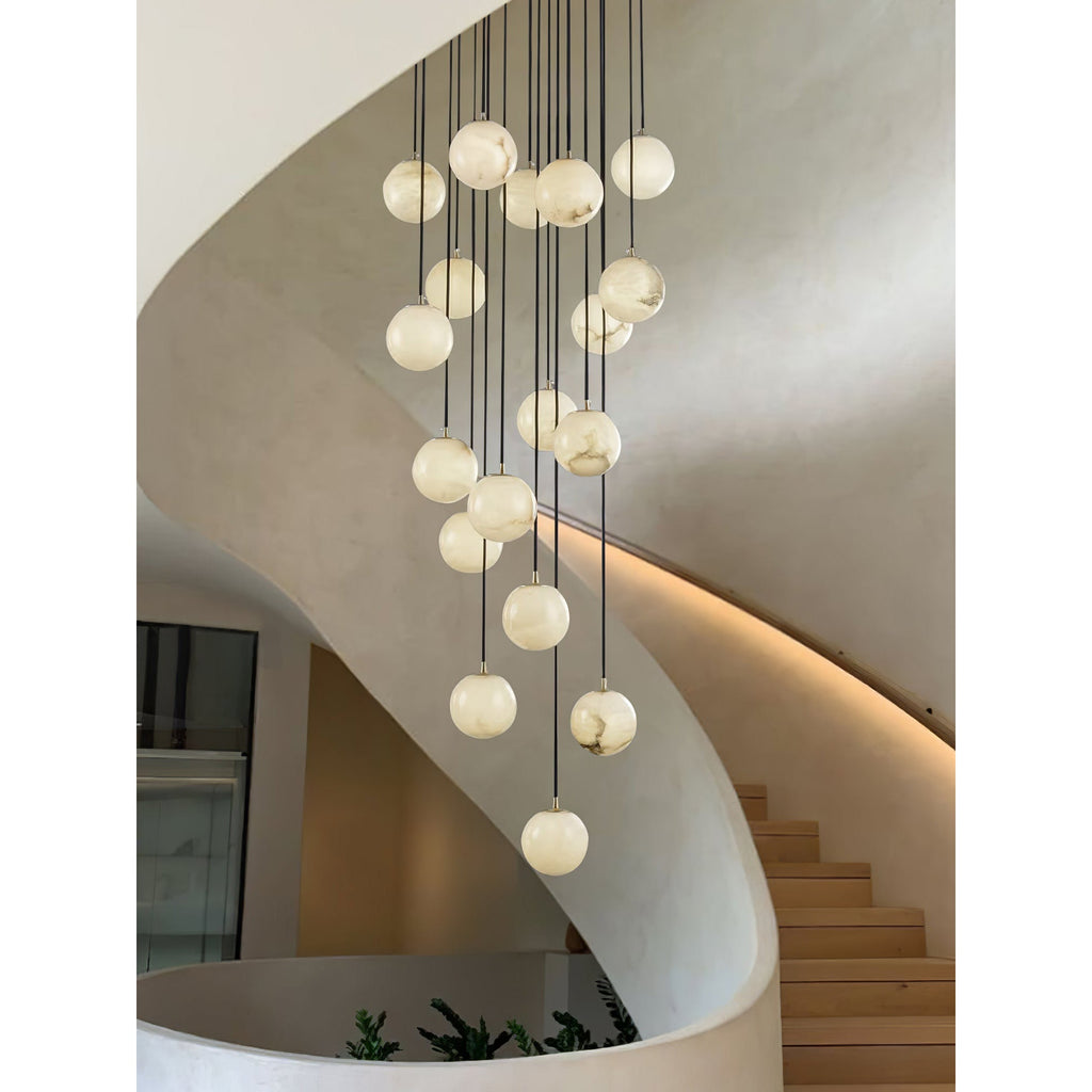 Lampadario a Cluster di Palline di Alabastro