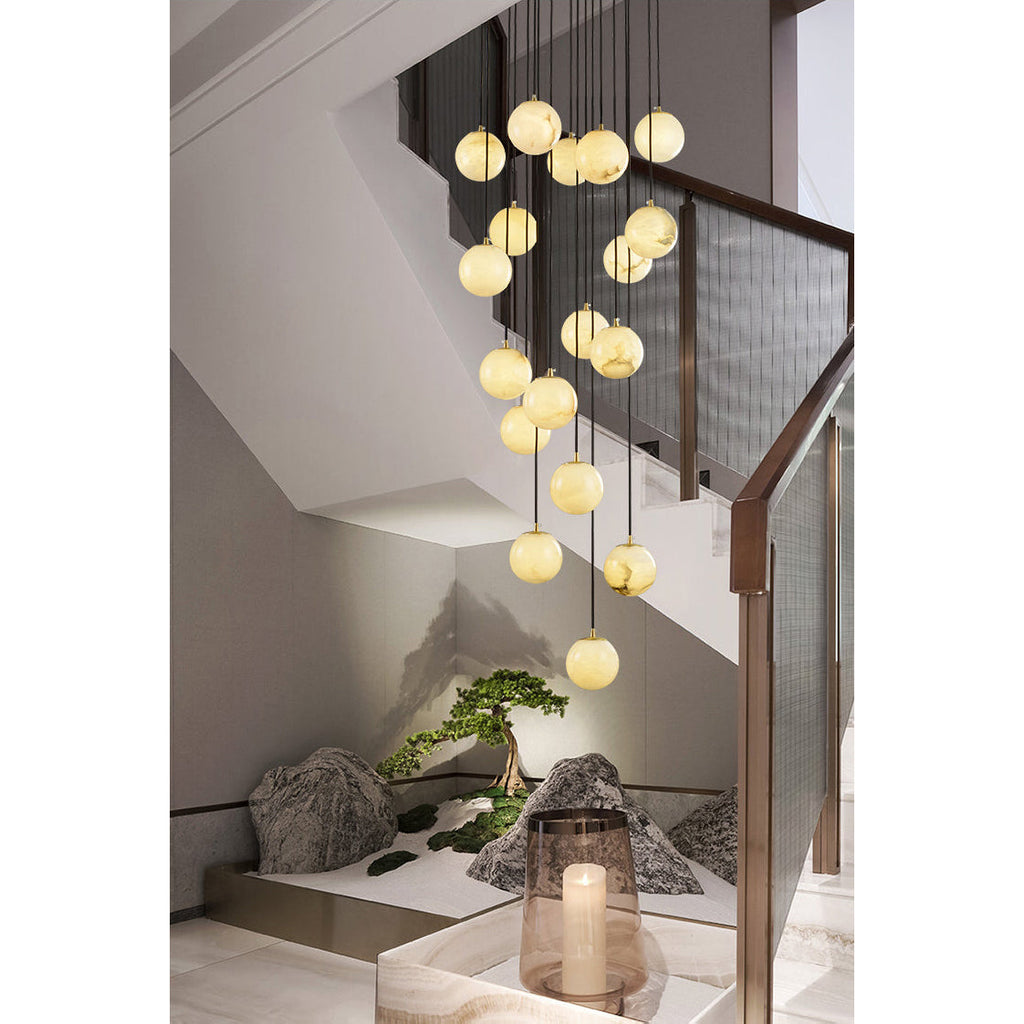 Lampadario a Cluster di Palline di Alabastro
