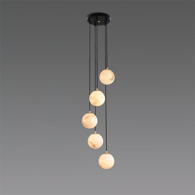 Lampadario a Cluster di Palline di Alabastro