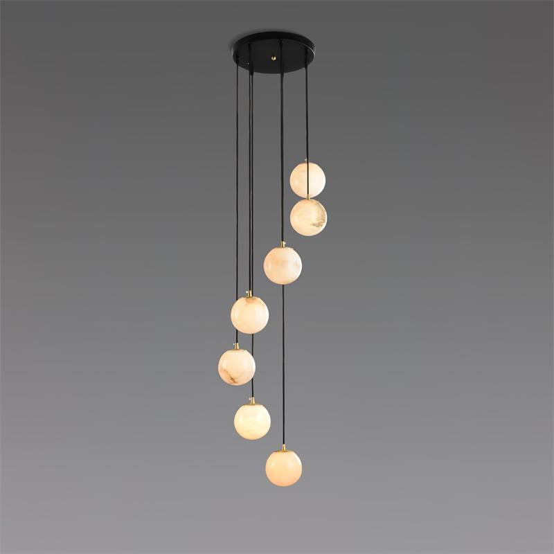 Lampadario a Cluster di Palline di Alabastro
