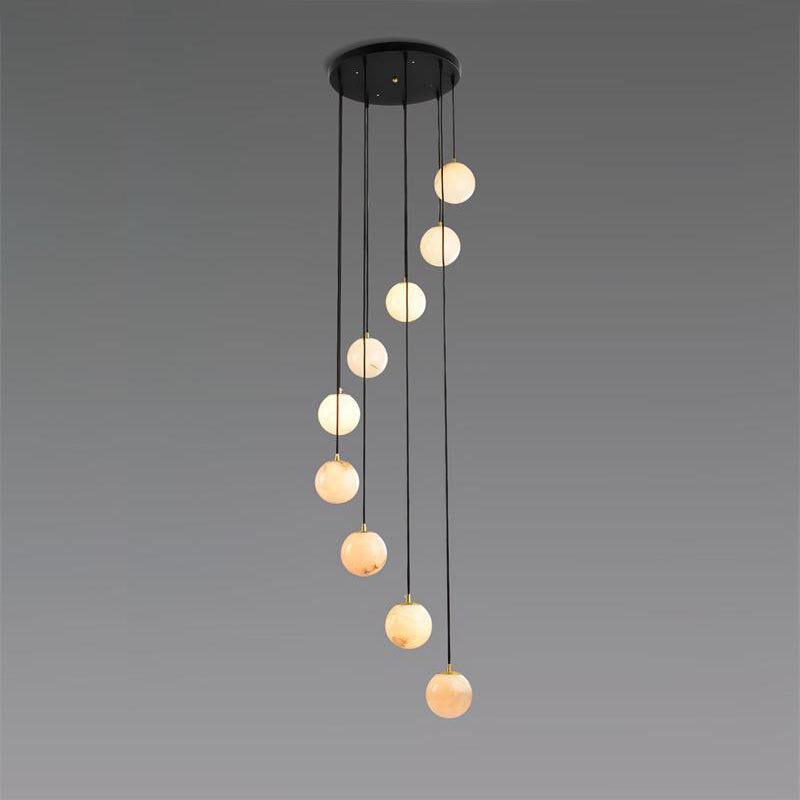 Lampadario a Cluster di Palline di Alabastro