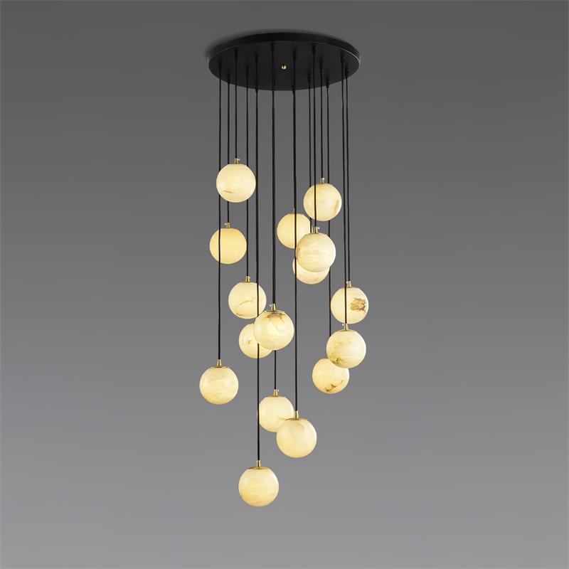 Lampadario a Cluster di Palline di Alabastro