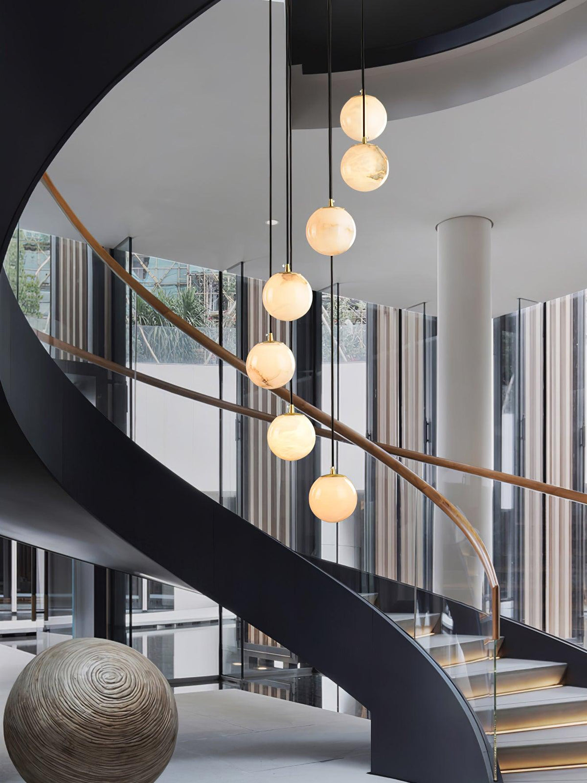 Lampadario a Cluster di Sfere in Alabastro