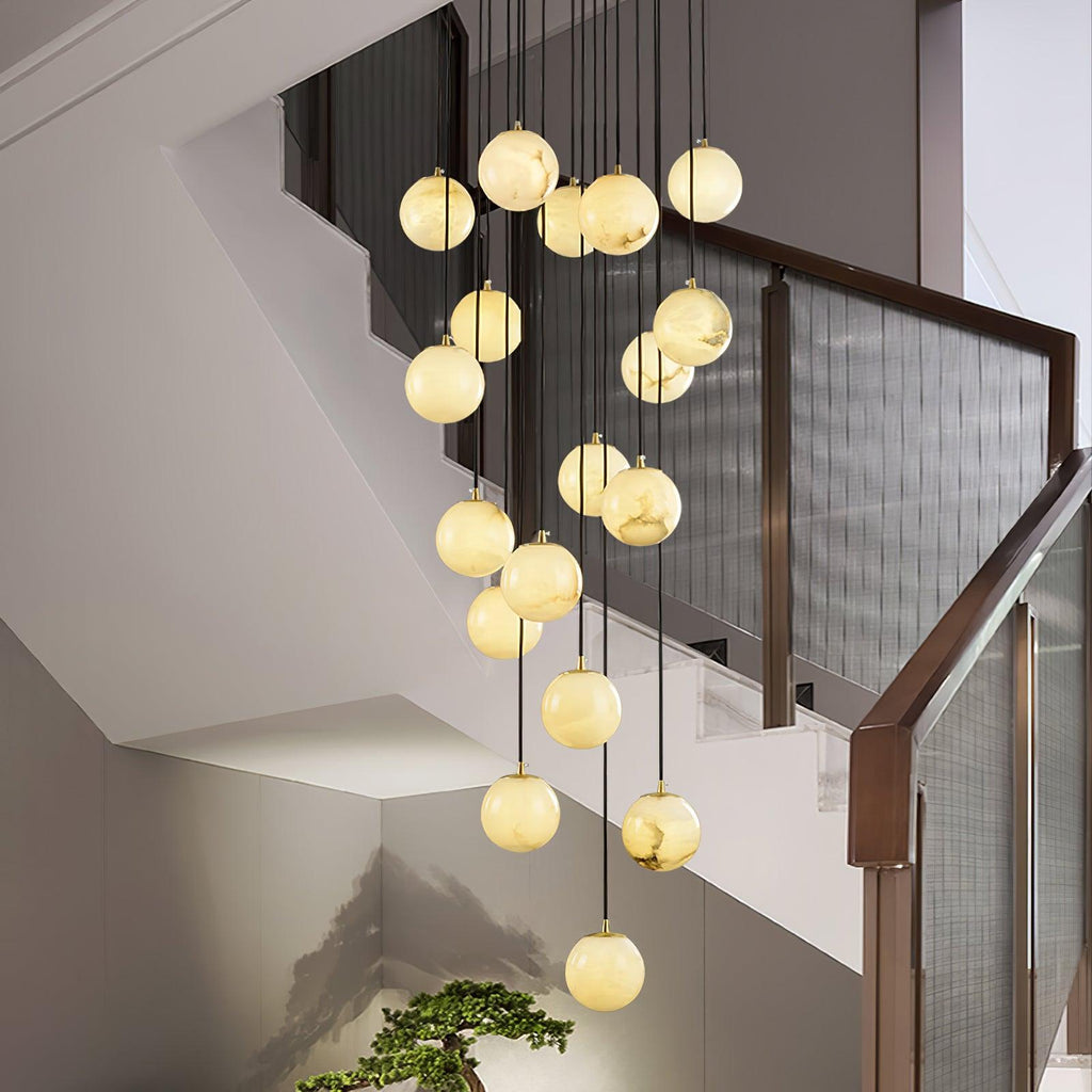 Lampadario a Cluster di Sfere in Alabastro