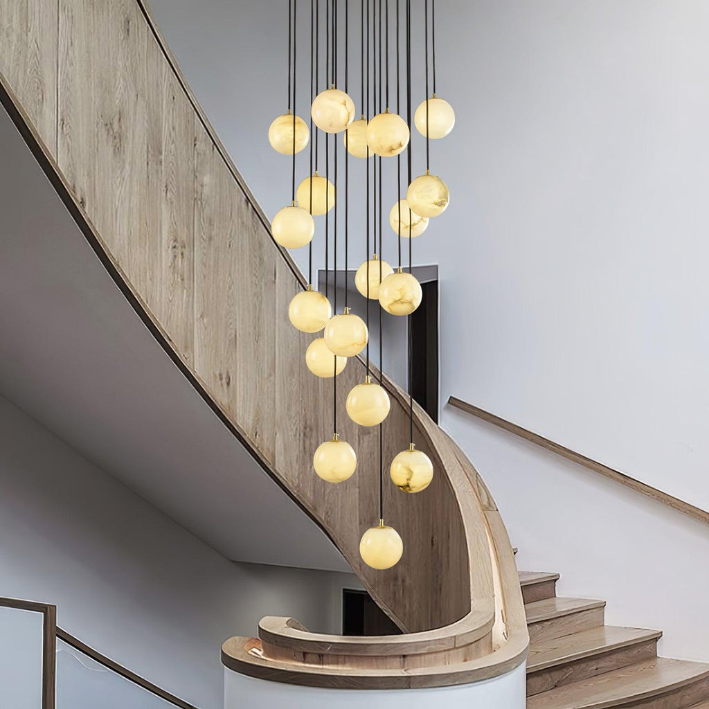 Lampadario a Cluster di Sfere in Alabastro