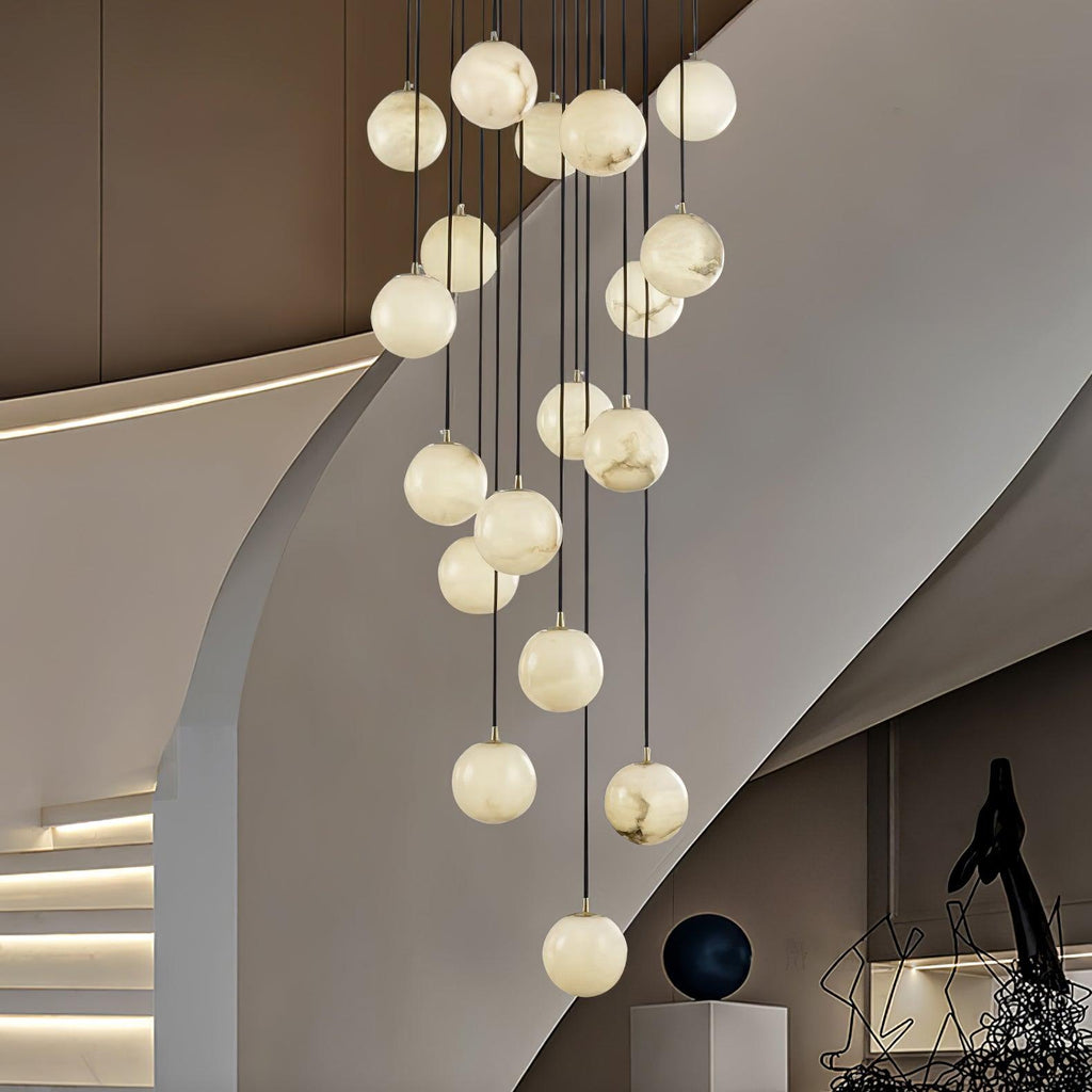 Lampadario a Cluster di Sfere in Alabastro