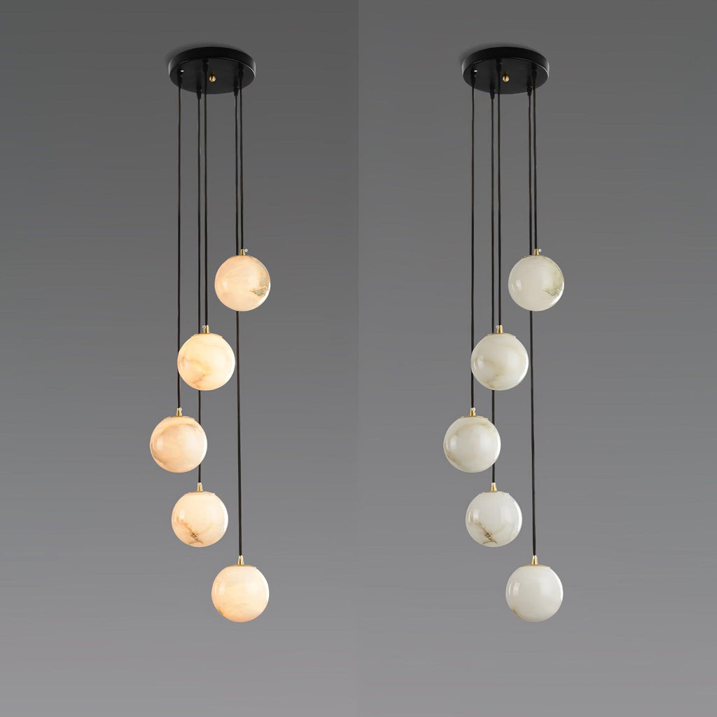 Lampadario a Cluster di Sfere in Alabastro