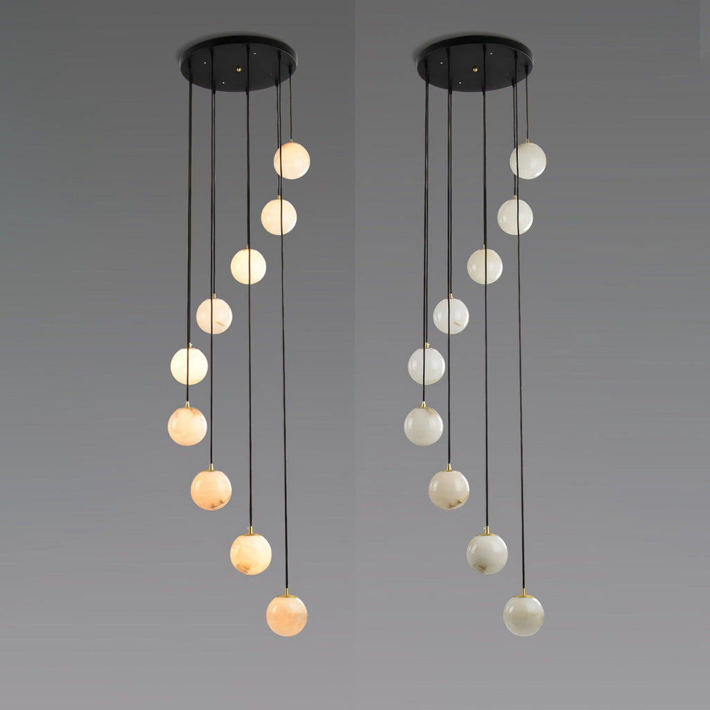 Lampadario a Cluster di Sfere in Alabastro
