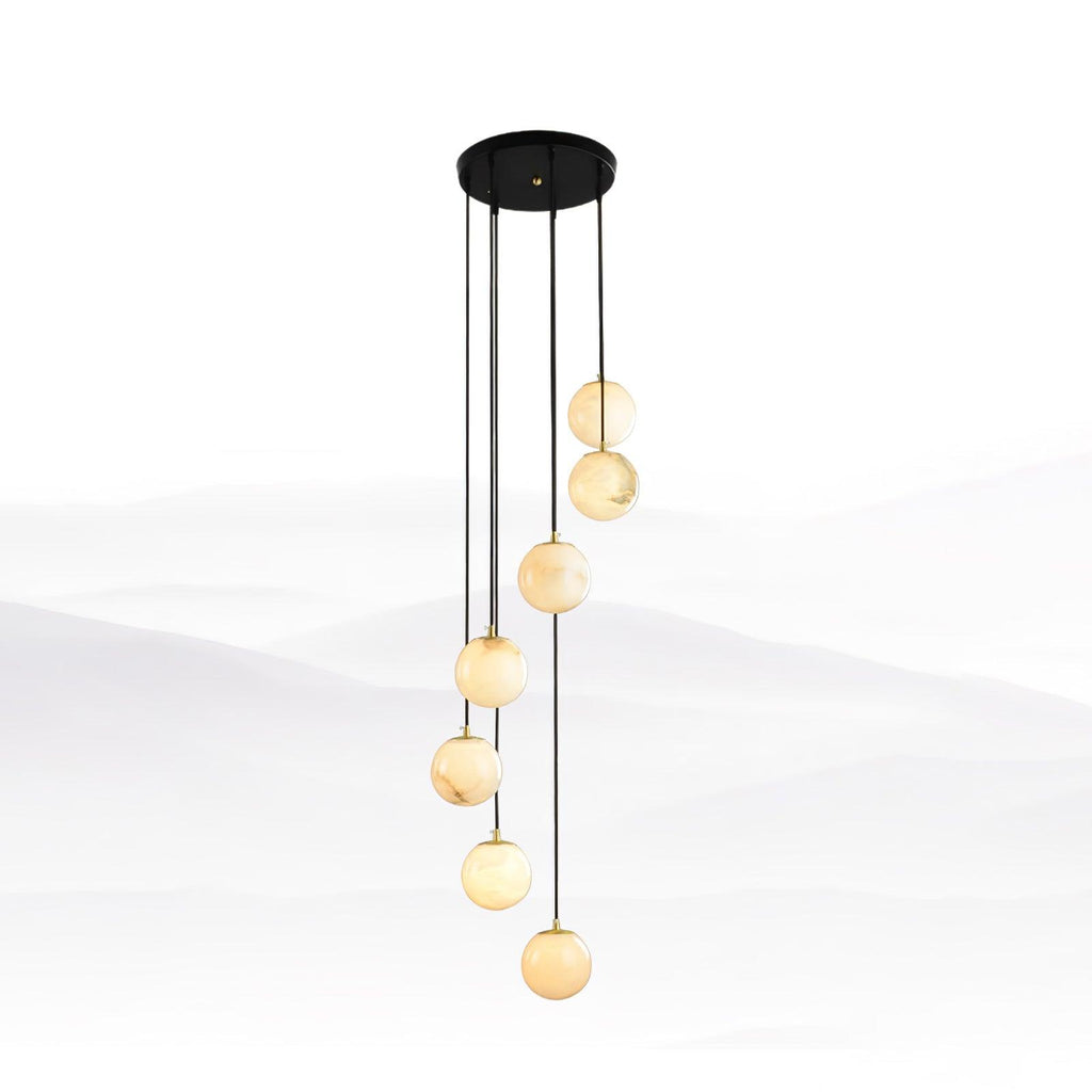 Lampadario a Cluster di Sfere in Alabastro