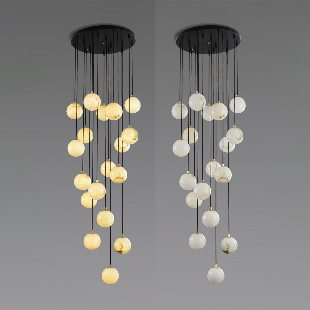 Lampadario a Cluster di Sfere in Alabastro