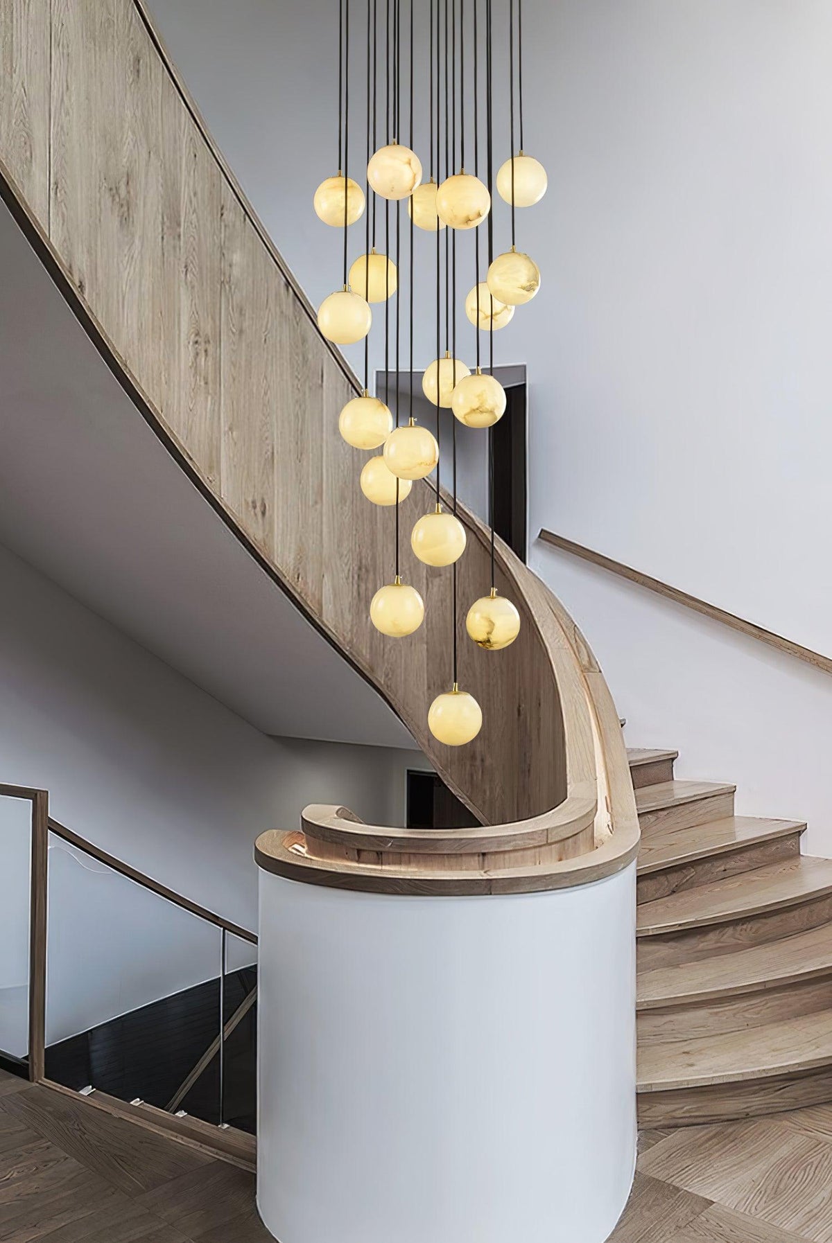 Lampadario a Cluster di Sfere in Alabastro