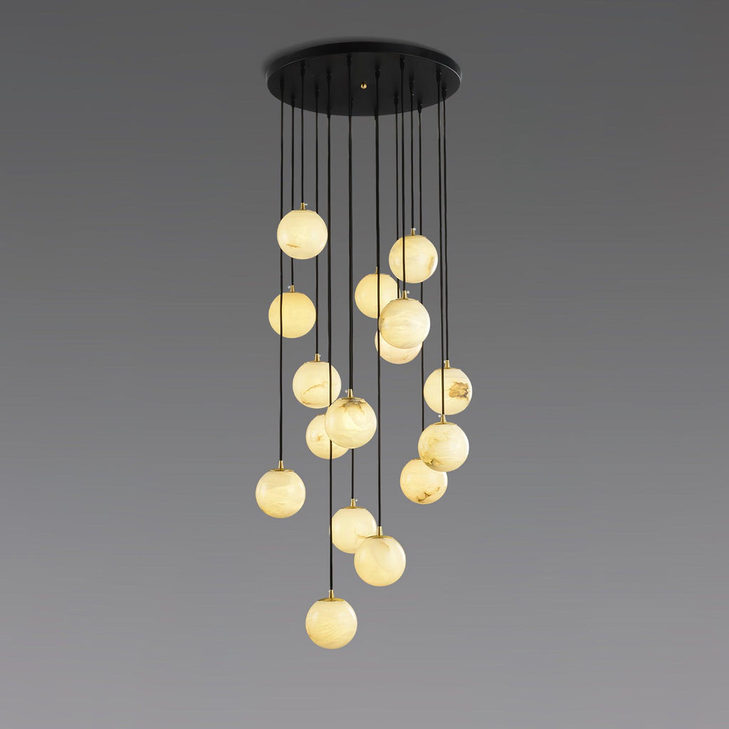 Lampadario a Cluster di Sfere in Alabastro