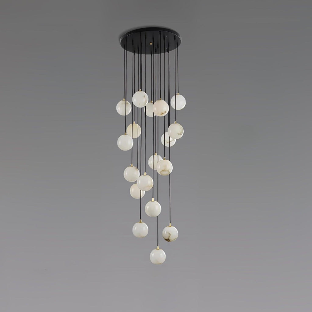 Lampadario a Cluster di Sfere in Alabastro