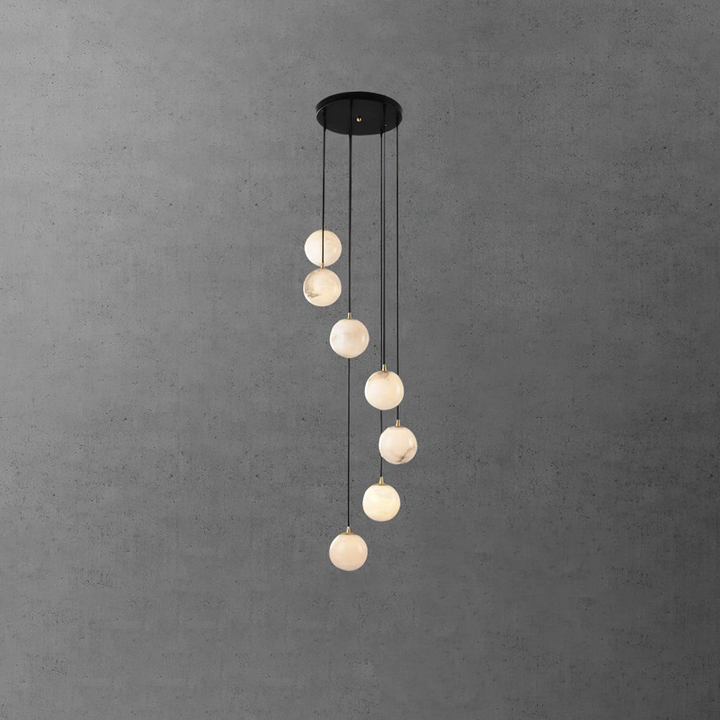 Lampadario a Cluster di Sfere in Alabastro