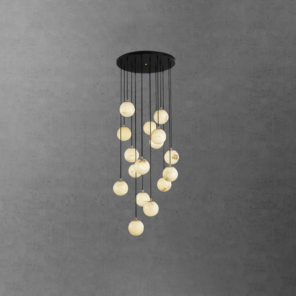 Lampadario a Cluster di Sfere in Alabastro