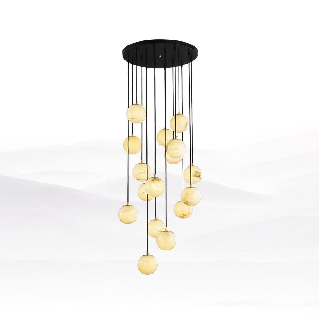 Lampadario a Cluster di Sfere in Alabastro