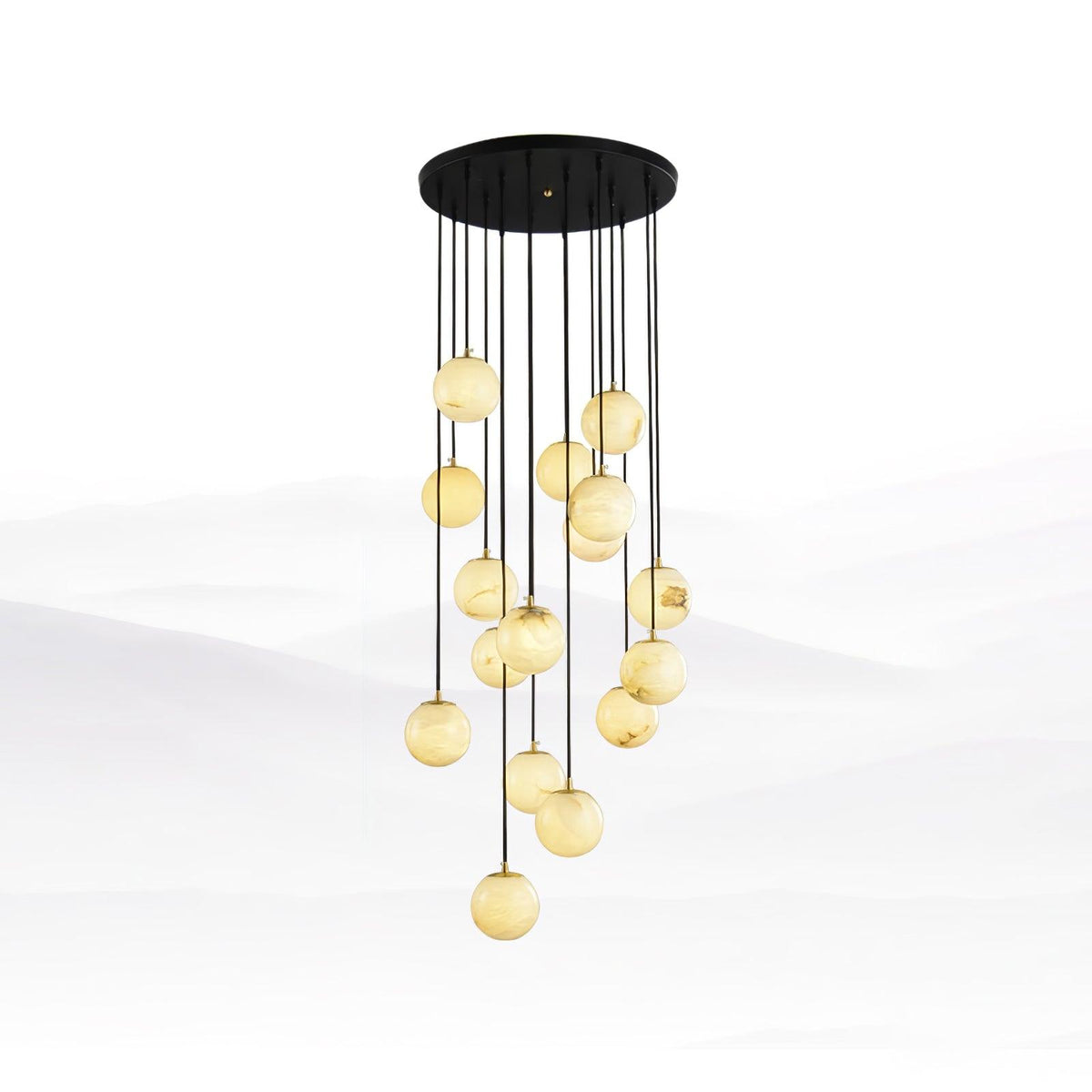 Lampadario a Cluster di Sfere in Alabastro