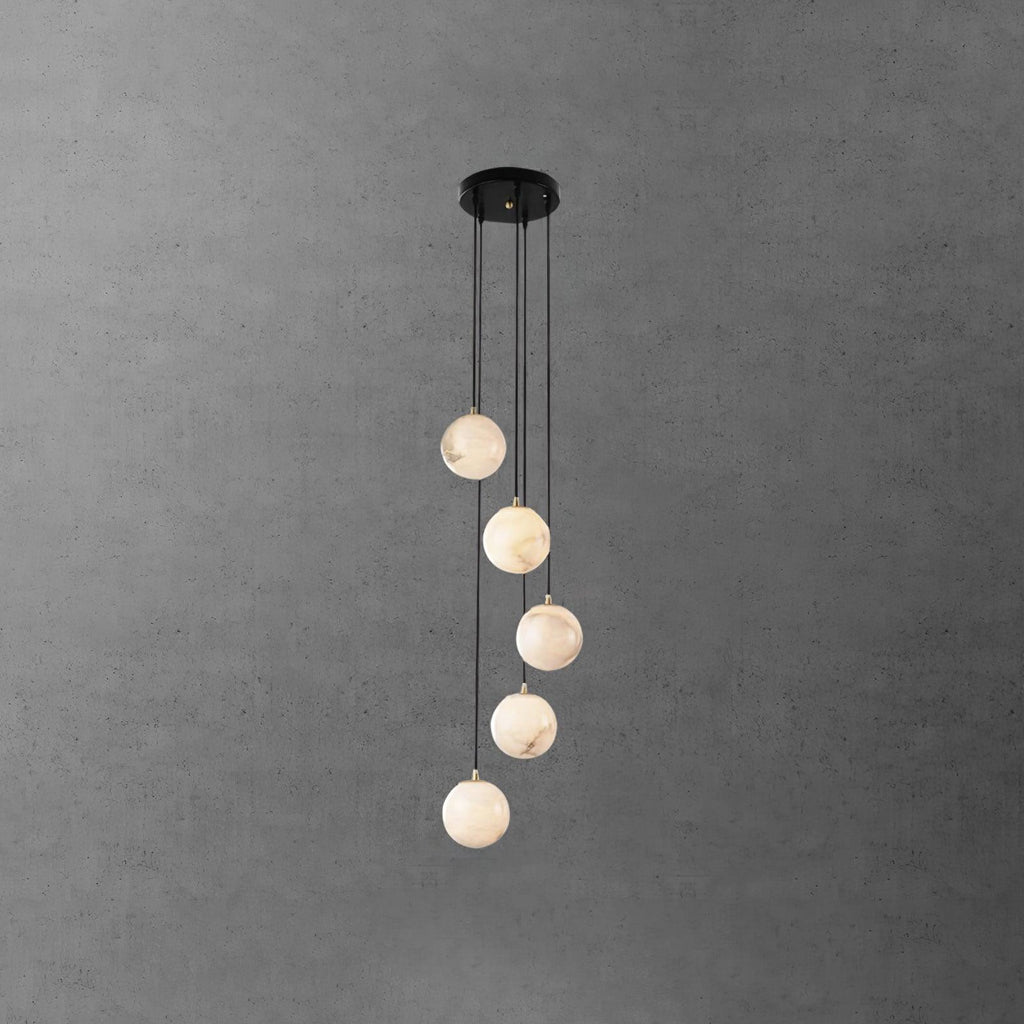 Lampadario a Cluster di Sfere in Alabastro