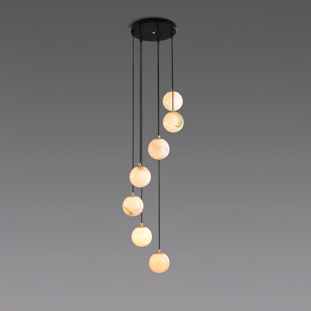 Lampadario a Cluster di Sfere in Alabastro