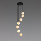 Lampadario a Cluster di Sfere in Alabastro