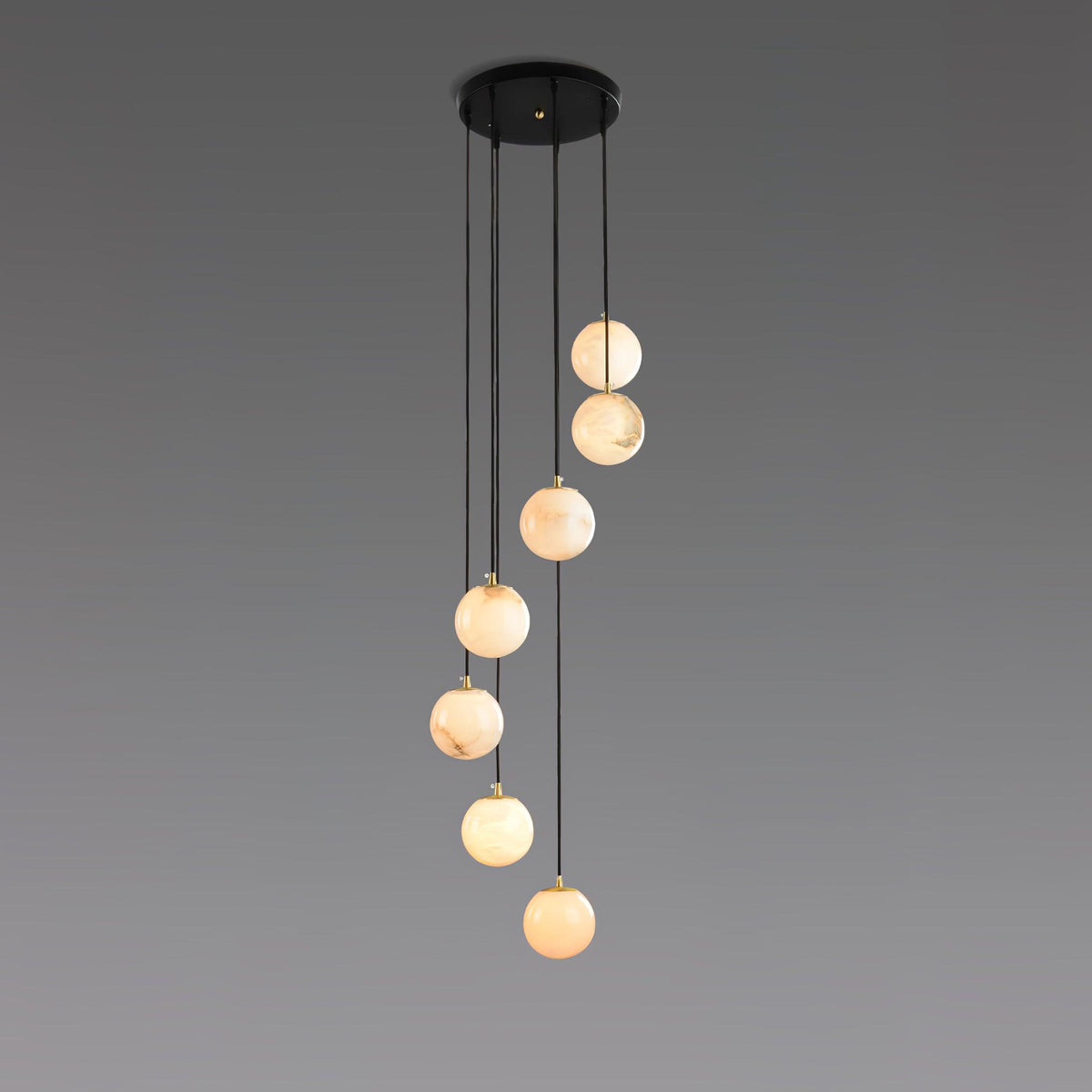 Lampadario a Cluster di Sfere in Alabastro