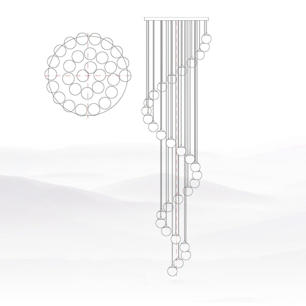Lampadario a Cluster di Sfere in Alabastro