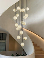 Lampadario a Cluster di Sfere in Alabastro