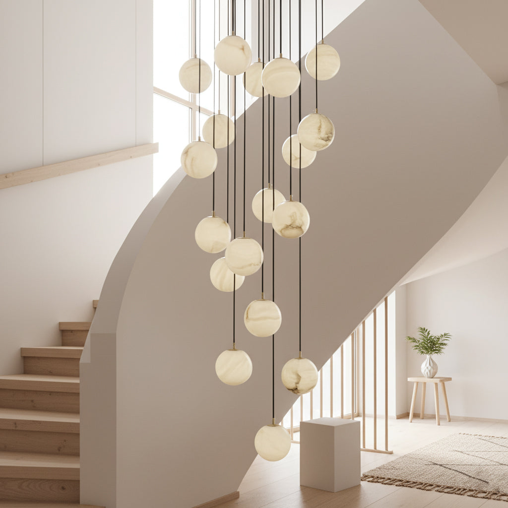Lampadario a Cluster di Palline di Alabastro