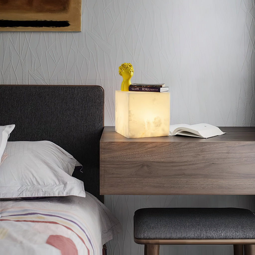 Lampada da Tavolo Cubica in Alabastro