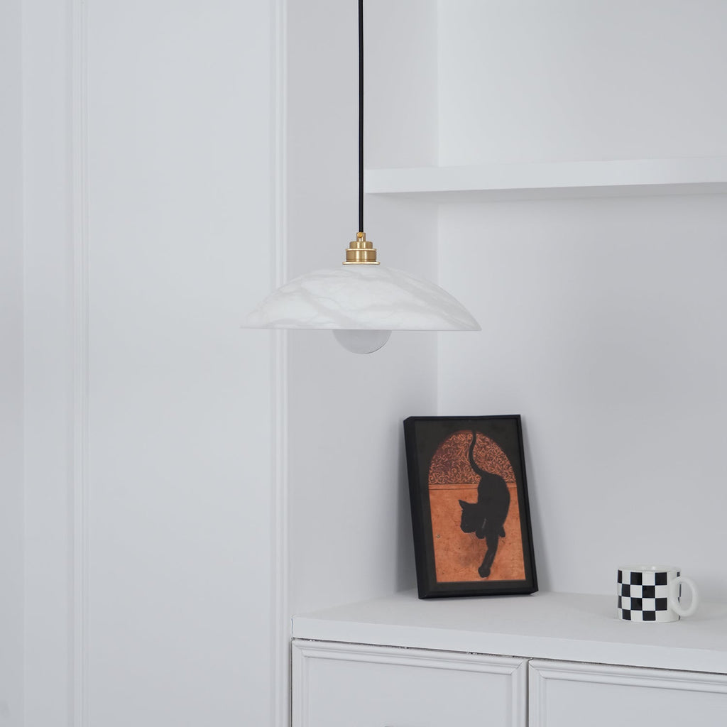 Lampada a Sospensione Delin Dome Alabastro & Ottone