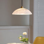 Lampada a Sospensione Delin Dome Alabastro & Ottone