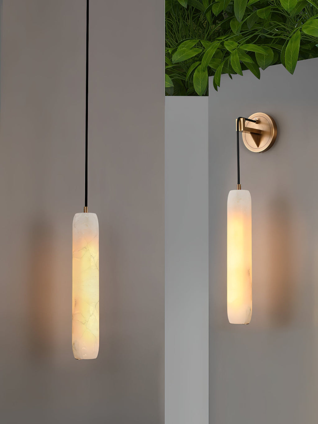 Lampada da parete a flauto in alabastro