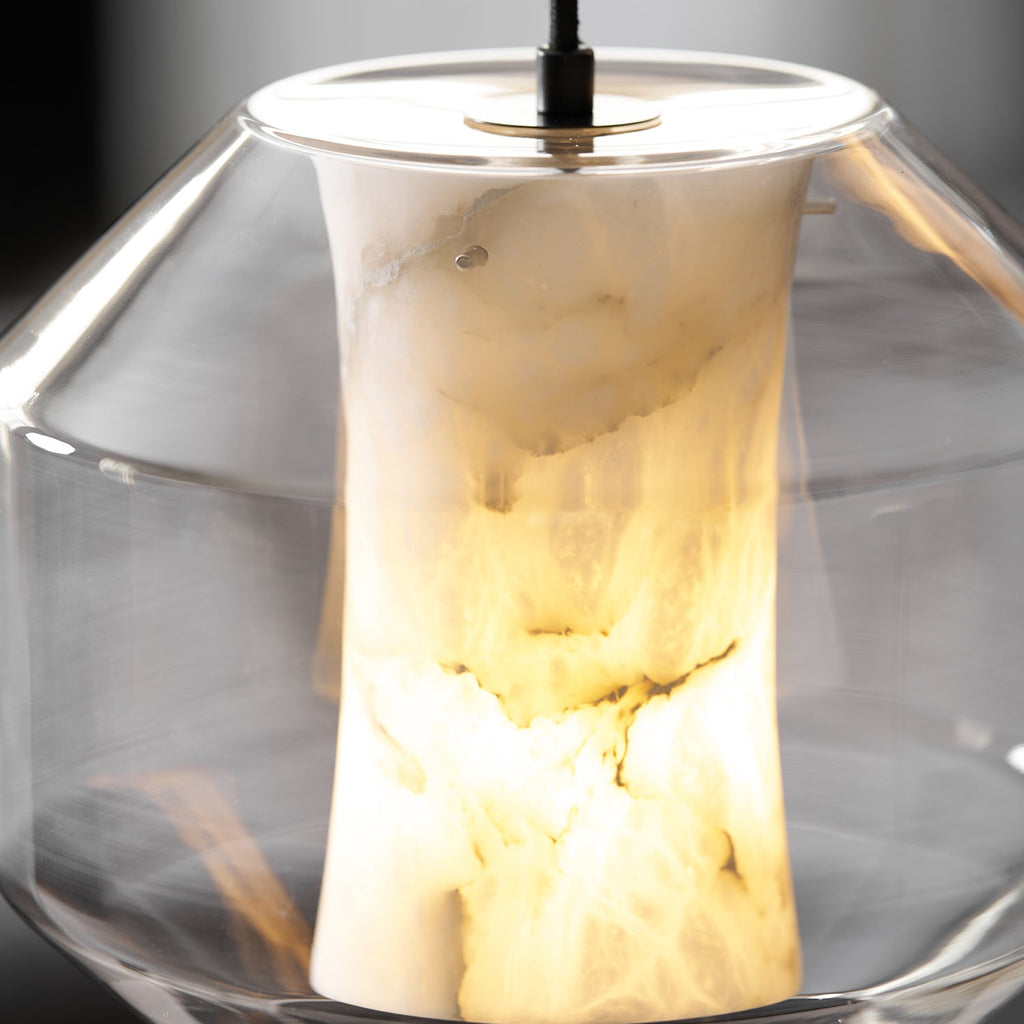 Lampada a sospensione cilindrica in vetro alabastrino