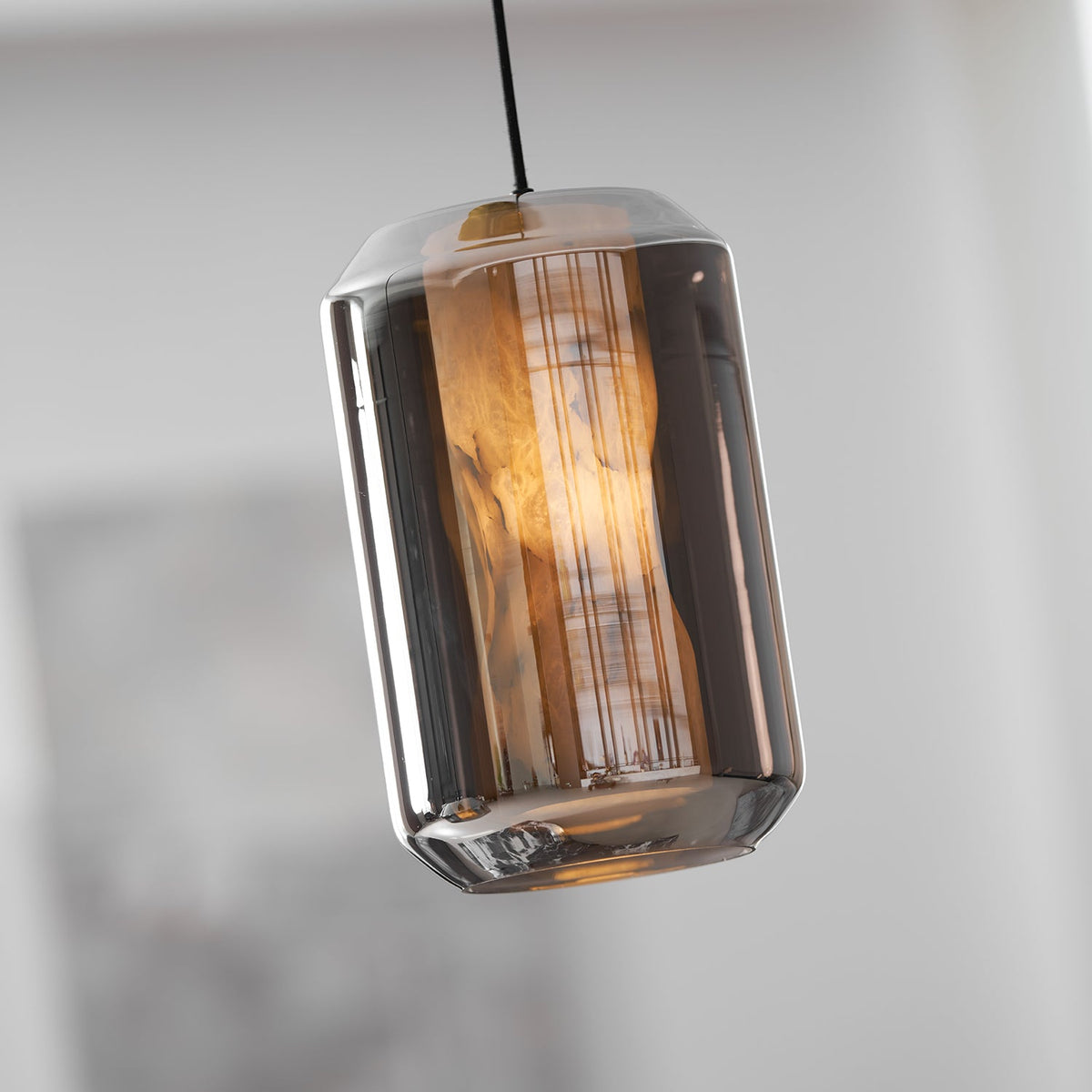 Lampada a sospensione cilindrica in vetro alabastrino