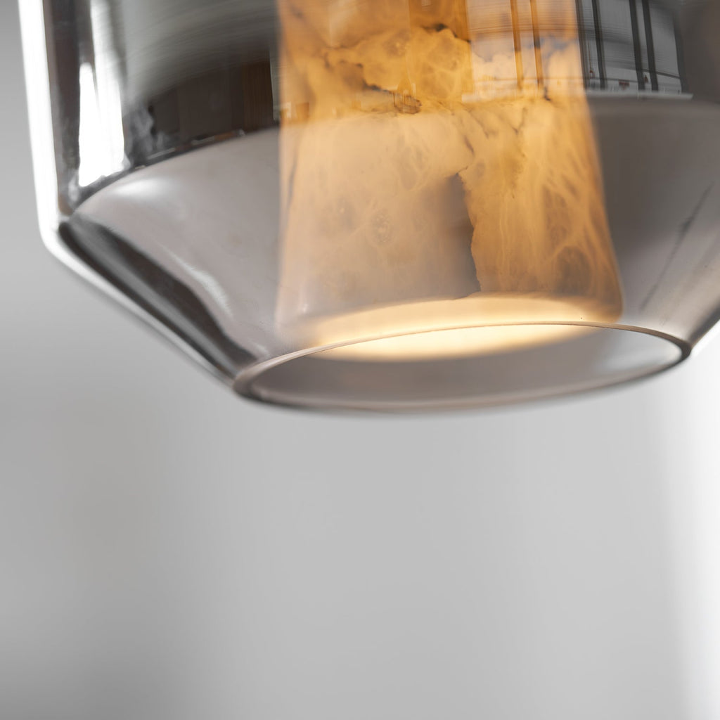 Lampada a sospensione cilindrica in vetro alabastrino