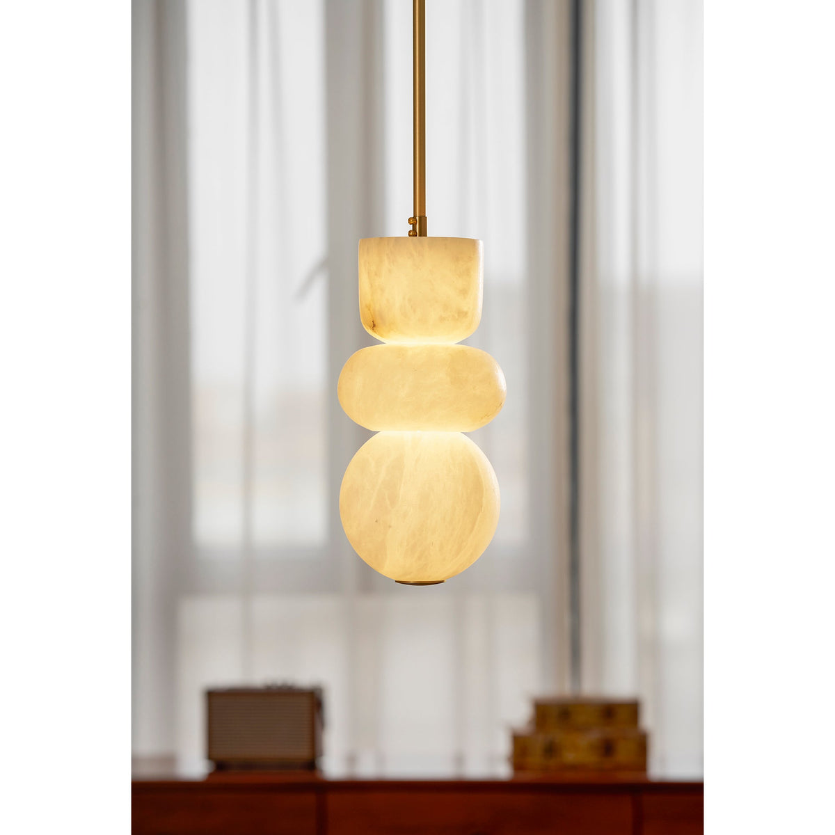 Lampada a sospensione in alabastro
