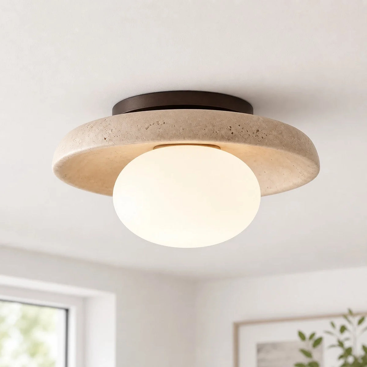 Alaey Modern Travertine Natural Stone Ceiling Light