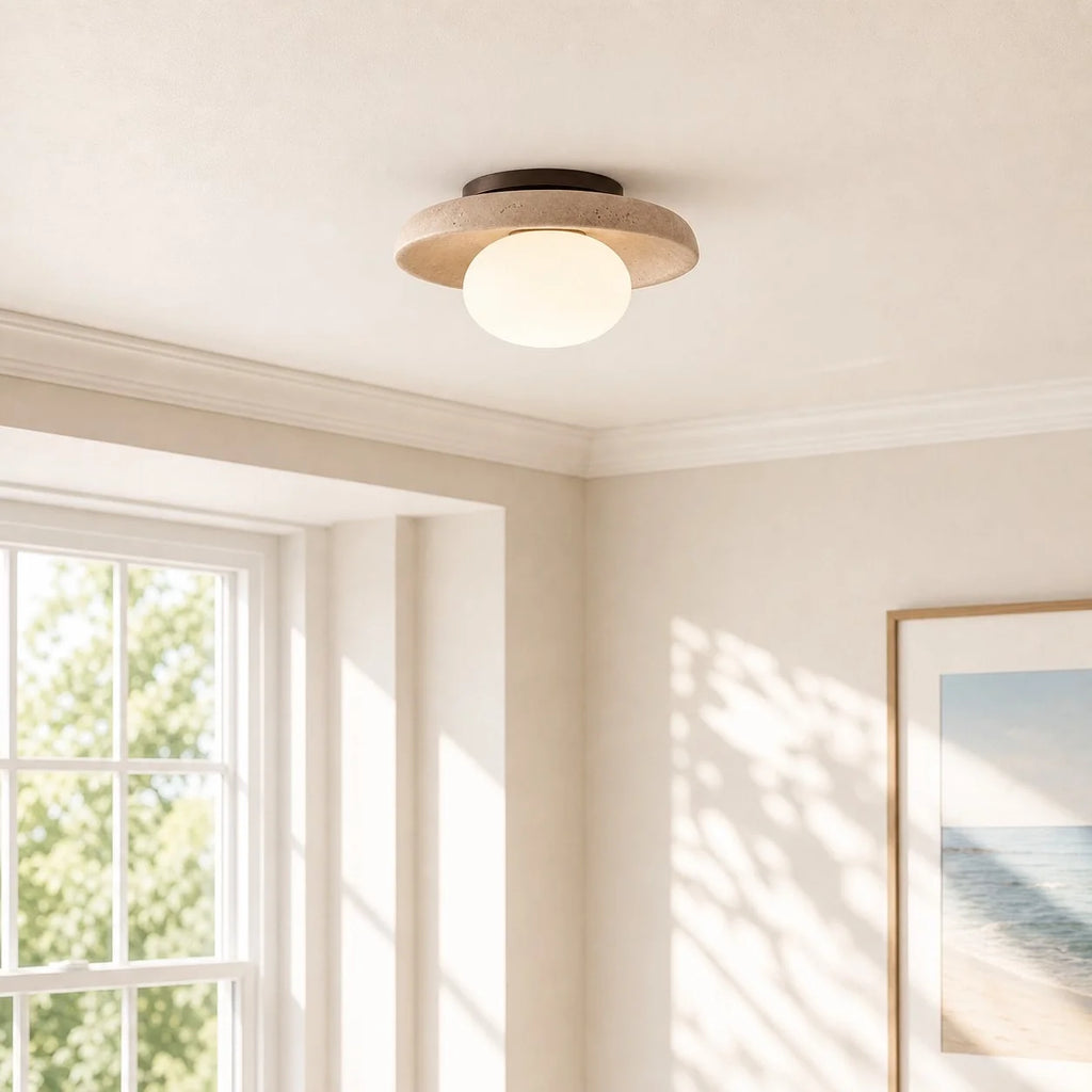 Alaey Modern Travertine Natural Stone Ceiling Light