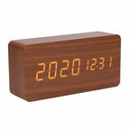 Futura Orologio Sveglia Effetto Legno LED Con Tre Allarmi Indicatore di Temperatura Luminosità Regolabile
