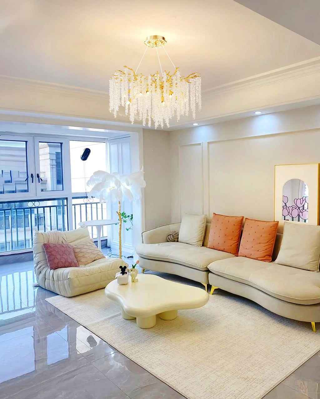 Lustra Lux Lampadario Elegante con Rami di Cristallo Oro