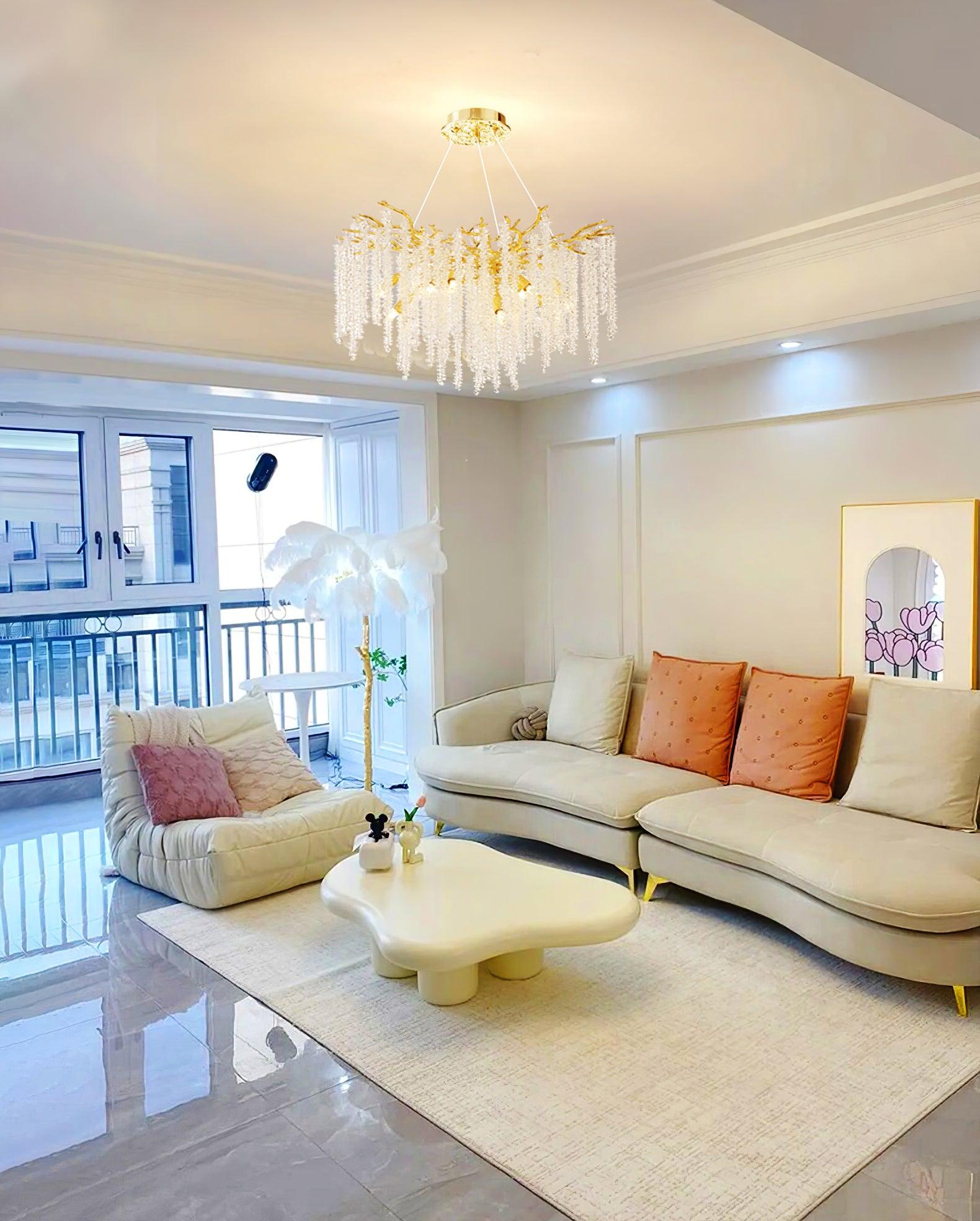 Lustra Lux Lampadario Elegante con Rami di Cristallo Oro