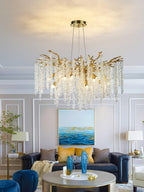Lustra Lux Lampadario Elegante con Rami di Cristallo Oro