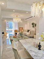 Lustra Lux Lampadario Elegante con Rami di Cristallo Oro