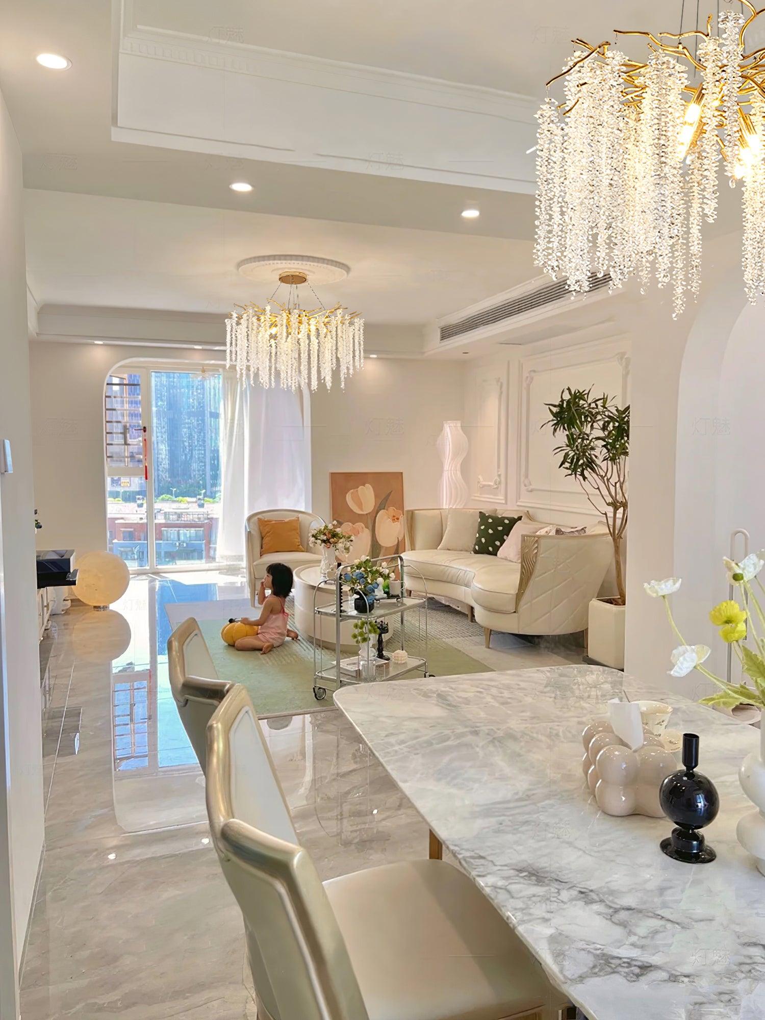 Lustra Lux Lampadario Elegante con Rami di Cristallo Oro