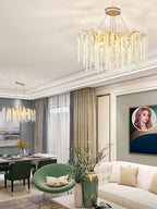 Lustra Lux Lampadario Elegante con Rami di Cristallo Oro