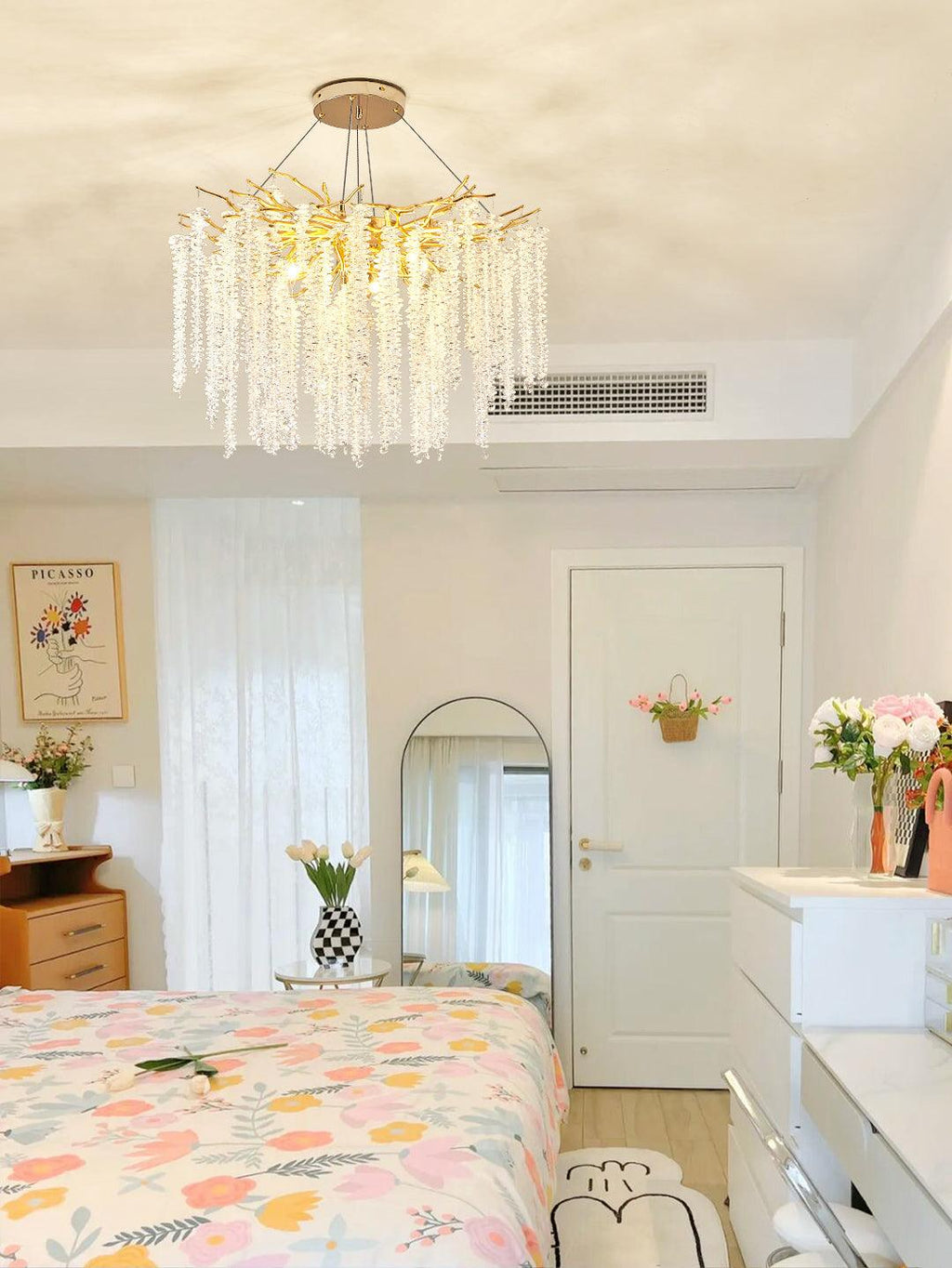 Lustra Lux Lampadario Elegante con Rami di Cristallo Oro