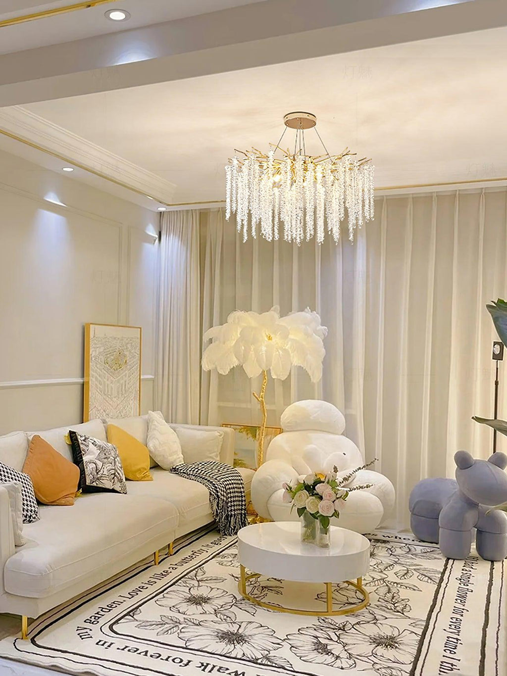 Lustra Lux Lampadario Elegante con Rami di Cristallo Oro