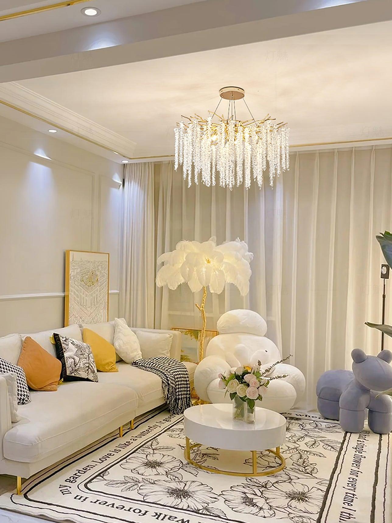 Lustra Lux Lampadario Elegante con Rami di Cristallo Oro
