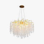 Lustra Lux Lampadario Elegante con Rami di Cristallo Oro