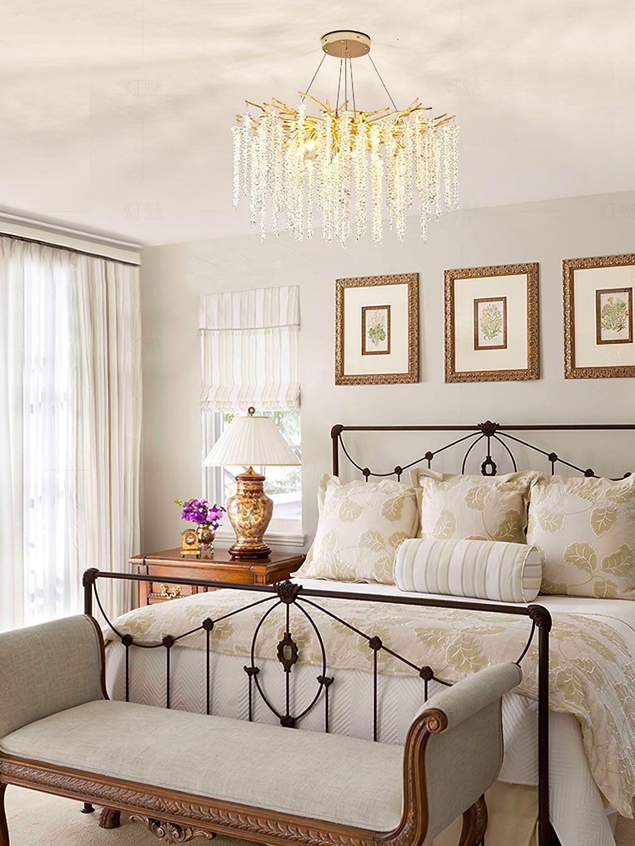 Lustra Lux Lampadario Elegante con Rami di Cristallo Oro